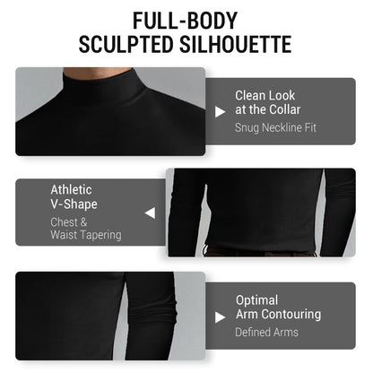 Mens High Neck Slim Fit Long Sleeve T-shirt