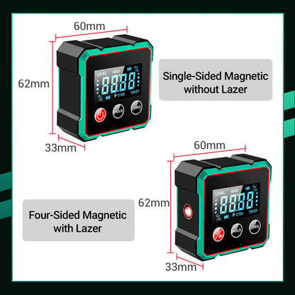 4-Side Magnetic Digital Angle Gauge with Laser
