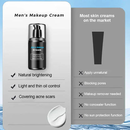 Men's Makeup Cream for Brightening, Moisturizing & Spots Covering