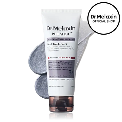 Peel Shot Black Rice Mochi Whip Cleanser 100ml formulated for blackheads, clogged pores, excess sebum, and dull skin