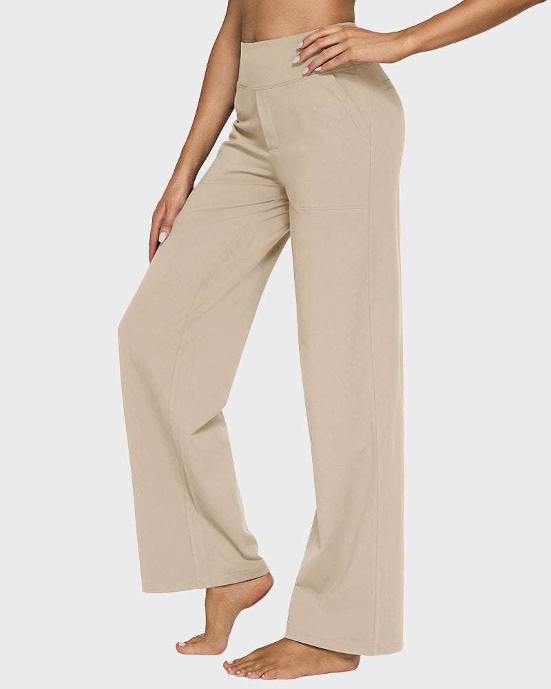 G4Free Loose High-Waist Business Casual Pants Yoga Pants Women Wide Leg Pants with Pockets Comfortable Athletic Sweatpants