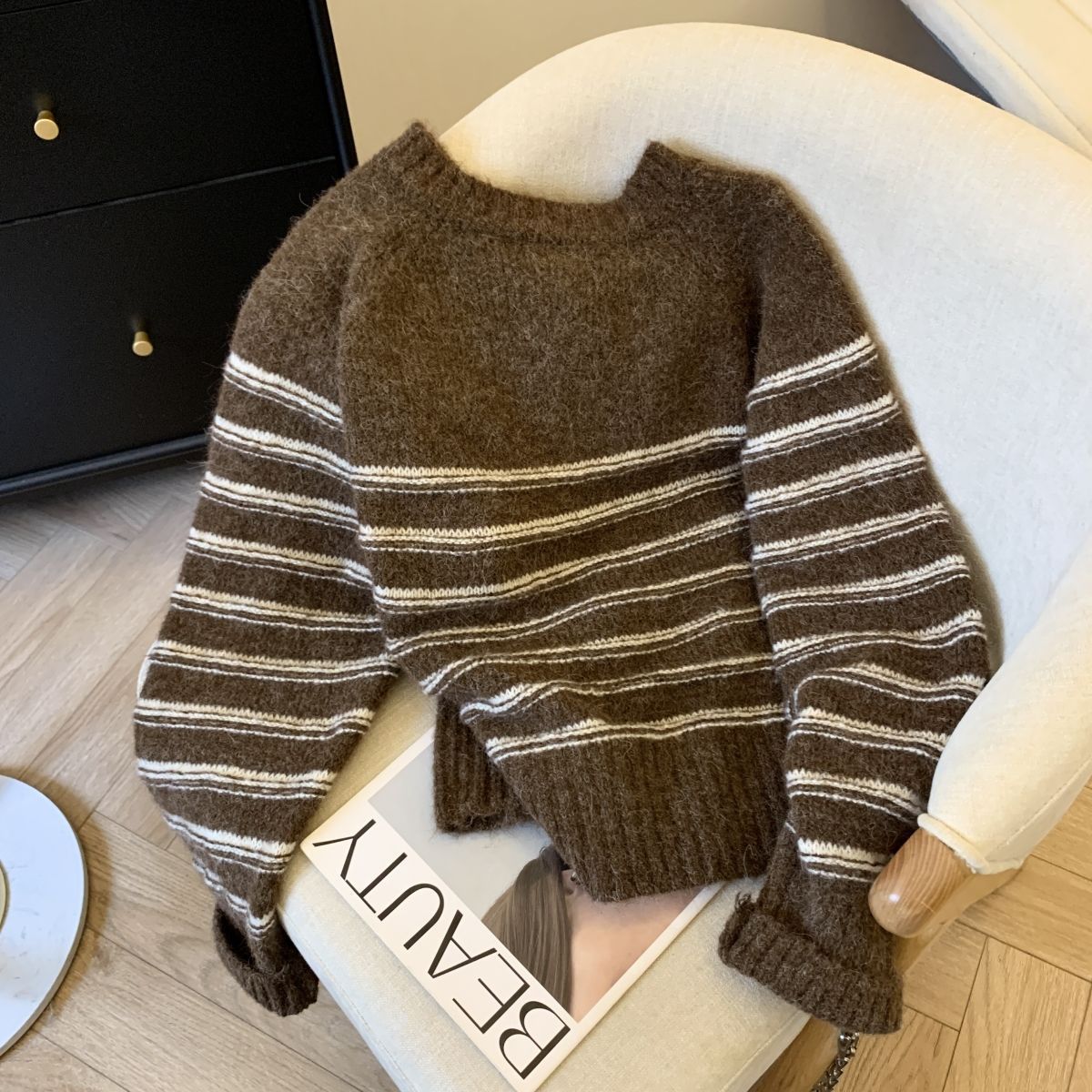 Buckled Up Striped Pullover Sweater – Retro Cozy Style
