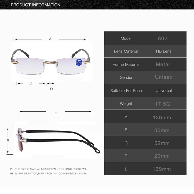 ✨Sapphire high hardness✨Anti blue progressive Far And Near Dual-Use Reading Glasses