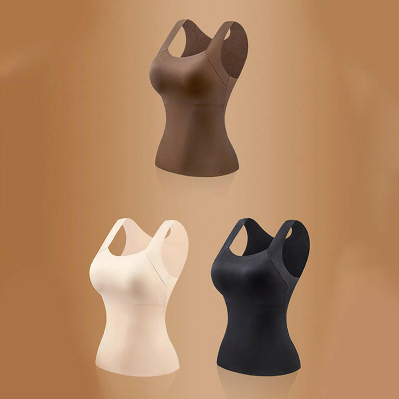 2-Piece Set💕Women’s U Neck Thermal Tank Tops with Built-In Bra