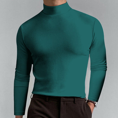 🔥 Men's High Neck Slim Fit T-Shirt - Stretchy & Breathable for Gym or Casual, Modern Style & Comfort 🏃‍♂️📦