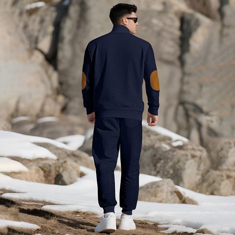 ⏳Time-Limited Special⏰Casual Jacquard Set: Stand Collar Top + Elastic Cuff Pants – Rich Jacquard Texture & Elegant Neckline, Daily Wear Essential!